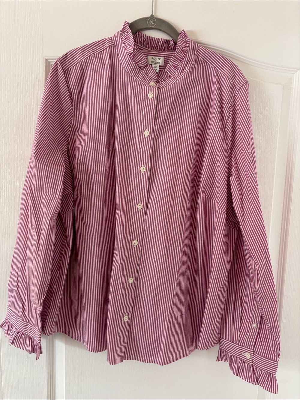 NWT J. Crew Red and White Striped Button-Down Shirt SZ 3X